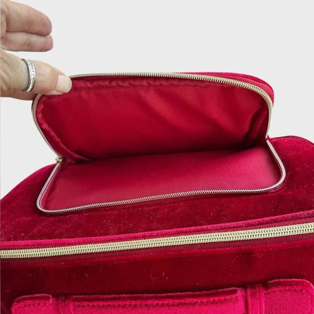 Estée Lauder Red Velvet Train Case Makeup Cosmetic Bag Travel Case